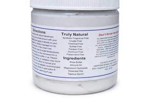 Jabaroma All Natural Deodorant Cream – 5 Zutaten, 24-Stunden-Schutz, 3 oz, geschlagene Formel mit Sheabutter und ätherischen Ölen (Citrus Rain)