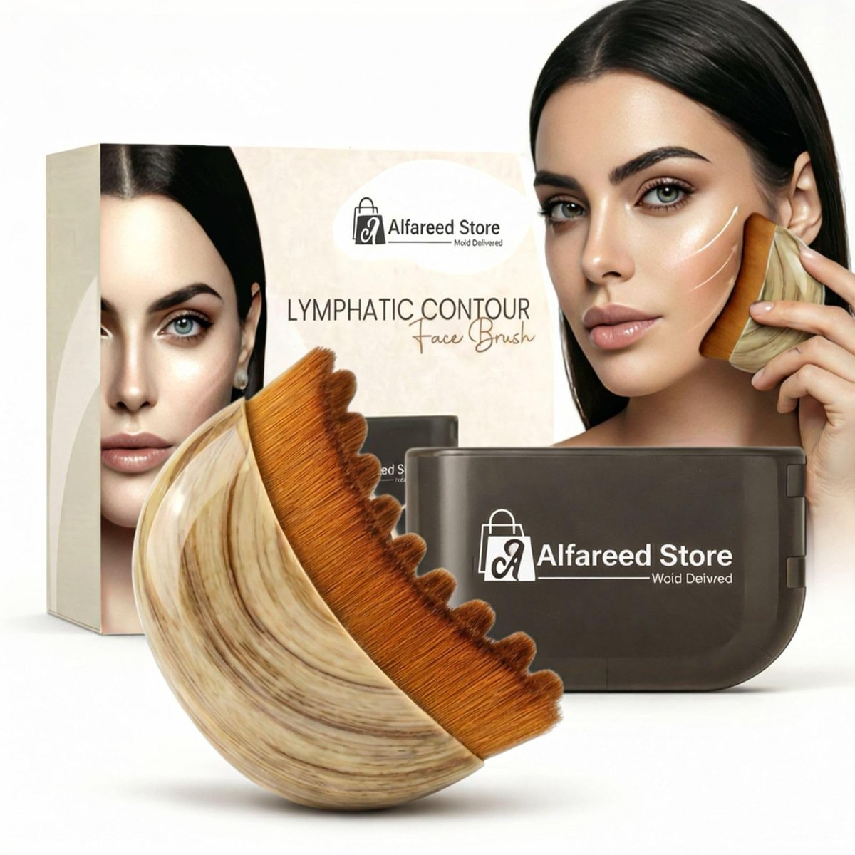 Lymphatische Kontur-Gesichtsbürste für die Lymphdrainage – Ergonomischer Gesichtsmassager für Gesichtsformung & Doppelkinn-Reduktion – Weiche Borsten Trockenbürsten-Hautpflegewerkzeug – Gua Sha Alternative