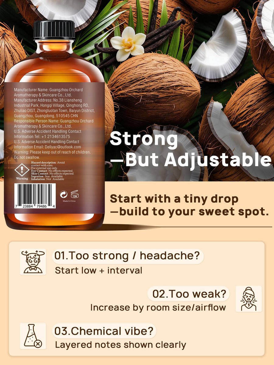 Kokos Vanille ätherisches Öl 4fl.oz - Ätherische Öle für Diffuser, Aromatherapie, DIY Seife & Kerzenherstellung