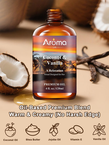 Kokos Vanille ätherisches Öl 4fl.oz - Ätherische Öle für Diffuser, Aromatherapie, DIY Seife & Kerzenherstellung