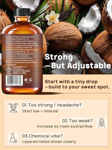 Kokos Vanille ätherisches Öl 4fl.oz - Ätherische Öle für Diffuser, Aromatherapie, DIY Seife & Kerzenherstellung