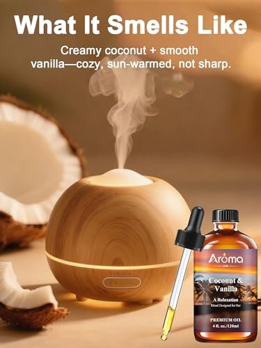 Kokos Vanille ätherisches Öl 4fl.oz - Ätherische Öle für Diffuser, Aromatherapie, DIY Seife & Kerzenherstellung