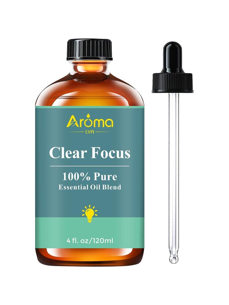 Clear Focus – 100 % reiner ätherischer Öl-Blend, kühl-zitrusartig-kräuterig, für konzentrierte und wache Stimmung, erfrischend – nie angespannt, für Diffuser, 118 ml