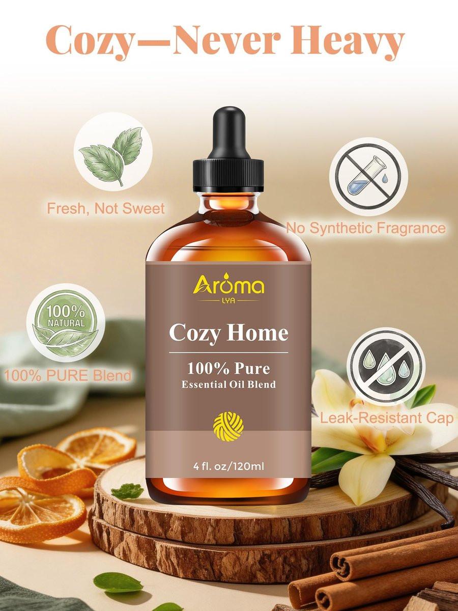 Cozy Home – 100 % reine ätherische Ölmischung mit warmem Holzduft – schafft eine einladende, entspannte und belebte Atmosphäre – nie schläfrig