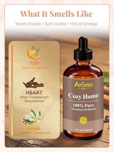 Cozy Home – 100 % reine ätherische Ölmischung mit warmem Holzduft – schafft eine einladende, entspannte und belebte Atmosphäre – nie schläfrig