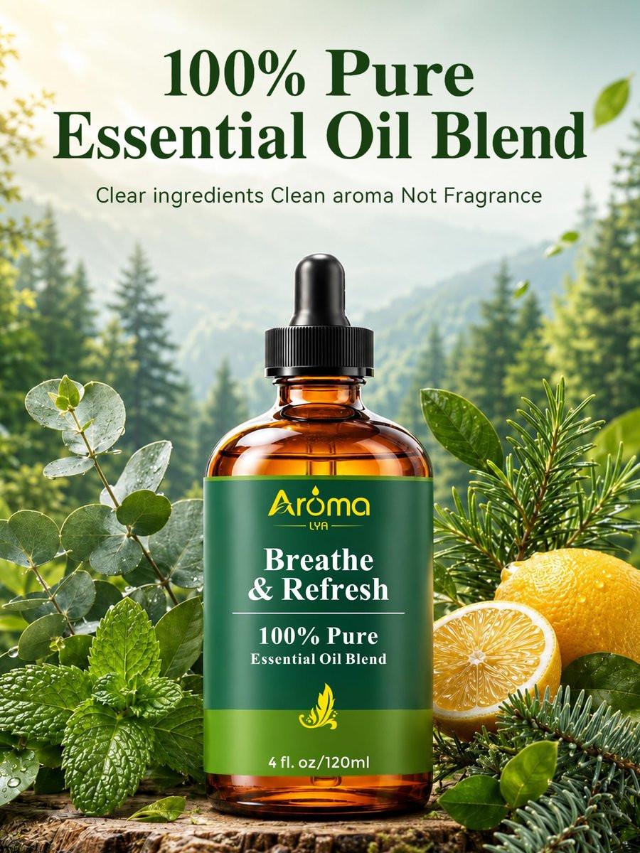 Breathe & Refresh – 100 % reine ätherische Ölmischung mit kühl-frischem Duft für Diffuser | AromaLYA