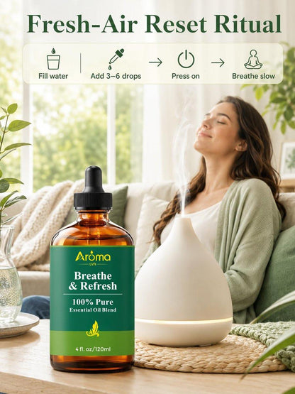 Breathe & Refresh – 100 % reine ätherische Ölmischung mit kühl-frischem Duft für Diffuser | AromaLYA