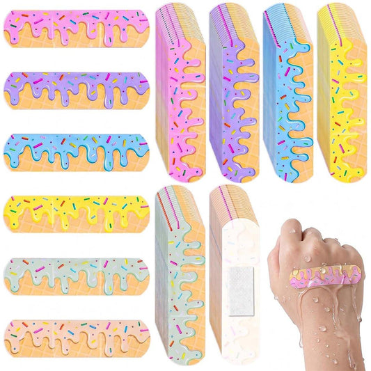 60-teilige Baseball-Bandagen mit Eiskugel-Motiv, wasserdichte PE-Pflaster für kleine Wunden, hypoallergen, latexfrei, für Kinder und Baseball-Mütter