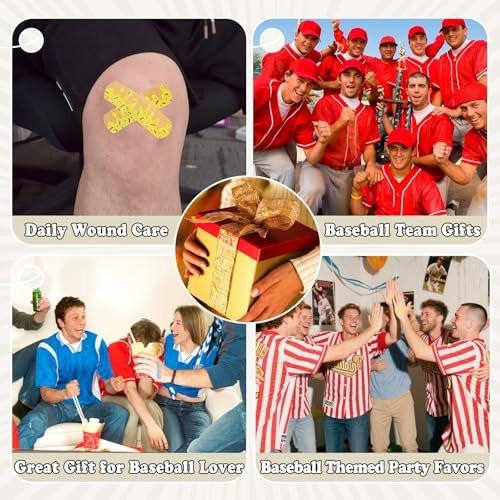 60-teilige Baseball-Bandagen mit Eiskugel-Motiv, wasserdichte PE-Pflaster für kleine Wunden, hypoallergen, latexfrei, für Kinder und Baseball-Mütter