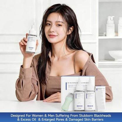 2 in 1 PDRN & Calcium BlackHead Melting & Porenminimierer, 10,15 fl oz | 60 Hautpflege-Wattepads, schmilzt Talg, strafft Poren, Ölkontrolle + Feuchtigkeitsversorgung | Hyaluronsäure, Salicylsäure, Koreanische Hautpflege