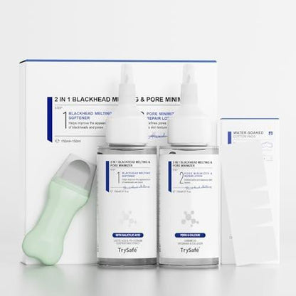 2 in 1 PDRN & Calcium BlackHead Melting & Porenminimierer, 10,15 fl oz | 60 Hautpflege-Wattepads, schmilzt Talg, strafft Poren, Ölkontrolle + Feuchtigkeitsversorgung | Hyaluronsäure, Salicylsäure, Koreanische Hautpflege