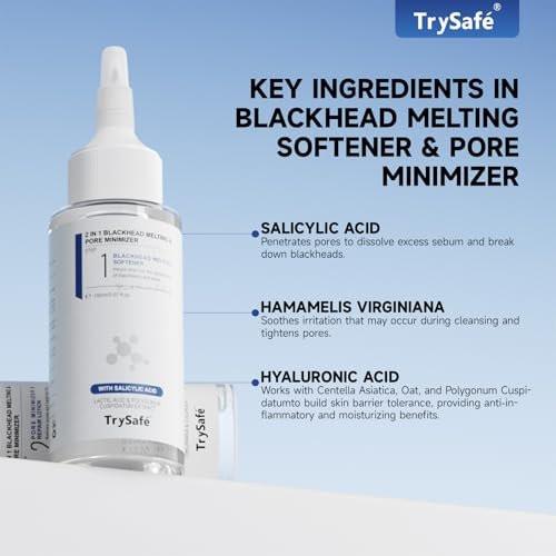 2 in 1 PDRN & Calcium BlackHead Melting & Porenminimierer, 10,15 fl oz | 60 Hautpflege-Wattepads, schmilzt Talg, strafft Poren, Ölkontrolle + Feuchtigkeitsversorgung | Hyaluronsäure, Salicylsäure, Koreanische Hautpflege