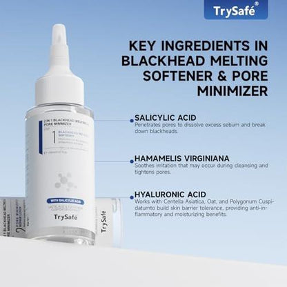 2 in 1 PDRN & Calcium BlackHead Melting & Porenminimierer, 10,15 fl oz | 60 Hautpflege-Wattepads, schmilzt Talg, strafft Poren, Ölkontrolle + Feuchtigkeitsversorgung | Hyaluronsäure, Salicylsäure, Koreanische Hautpflege