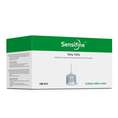 Sensifine Pen-Nadeln 32G x 4mm, 100 Stück, Universalkompatibilität mit den meisten Pen-Geräten