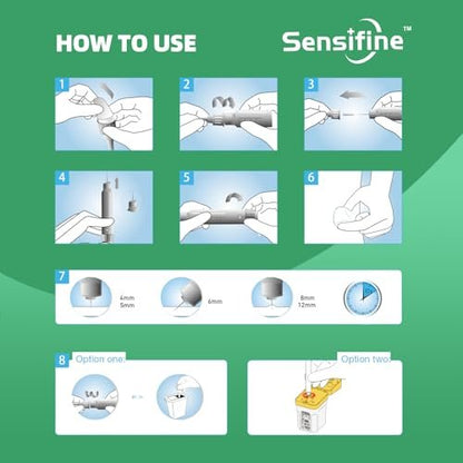 Sensifine Pen-Nadeln 32G x 4mm, 100 Stück, Universalkompatibilität mit den meisten Pen-Geräten