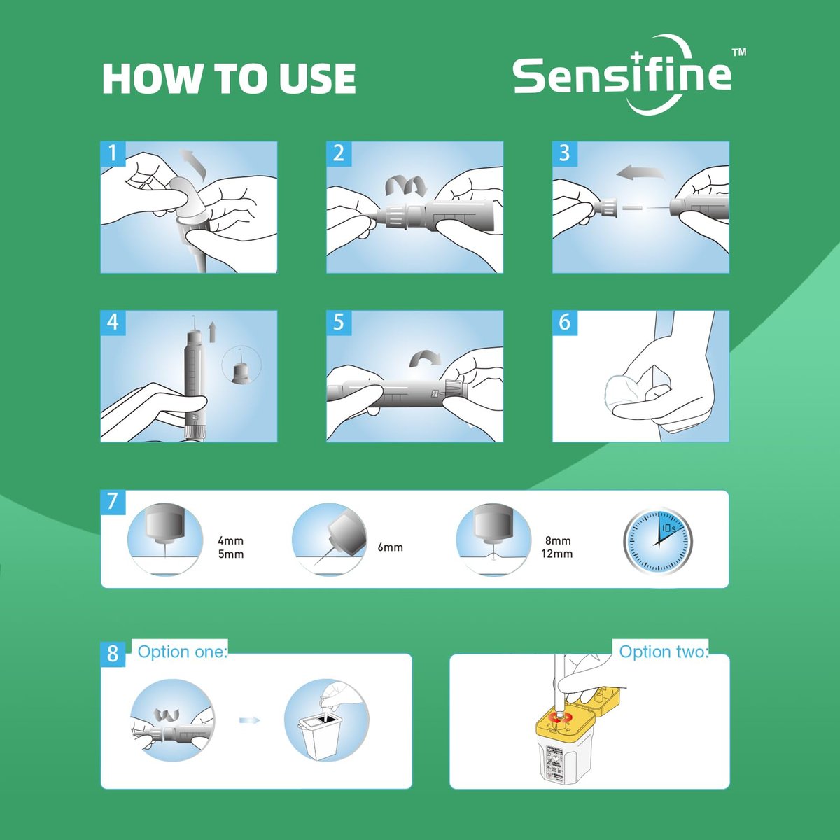 Sensifine Pen-Nadeln 32G x 4mm, 100 Stück, Universalkompatibilität mit den meisten Pen-Geräten