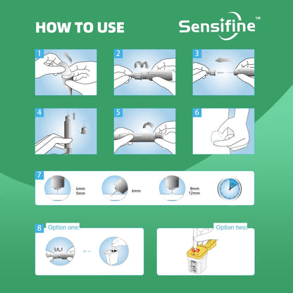 Sensifine Pen-Nadeln 32G x 4mm, 100 Stück, Universalkompatibilität mit den meisten Pen-Geräten