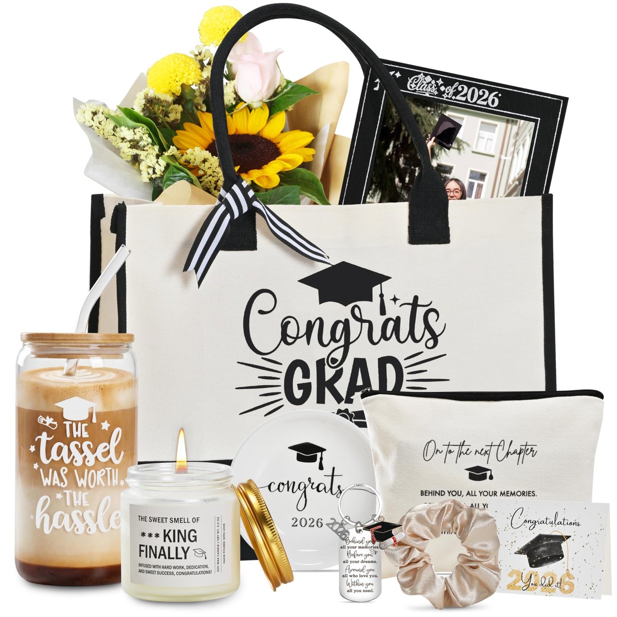 GREOZORT 2026 Abschlussgeschenk Set für Sie – College High School Graduation Geschenk – The Tassel Was Worth The Hassle – Klasse von 2026 Geschenk für Tochter, Schwester, beste Freundin, Frauen