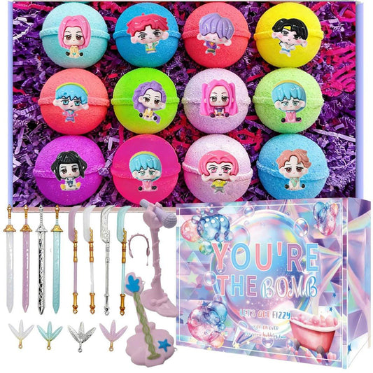 12-teiliges Badebomben-Set mit Überraschung im Inneren – Mini Cosplay-Spielzeug, organische ätherische Öle, ideales Geschenk für Ostern, Geburtstag und Weihnachten