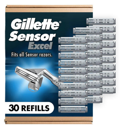Gillette Sensor Excel Herren Rasierklingen Nachfüllpackung, 30 Stück