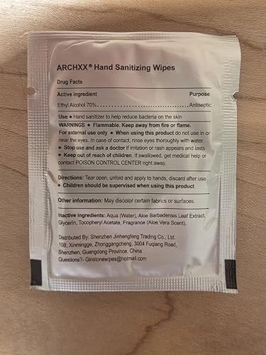 ARCHXX Handreinigungstücher mit Baumwollweichem Gefühl, 200 Stück, Antibakterielle Handtücher einzeln verpackt, 70% Alkohol, Reisegröße, Desinfektion für Zuhause, Büro & Outdoor, Aloe Vera Duft