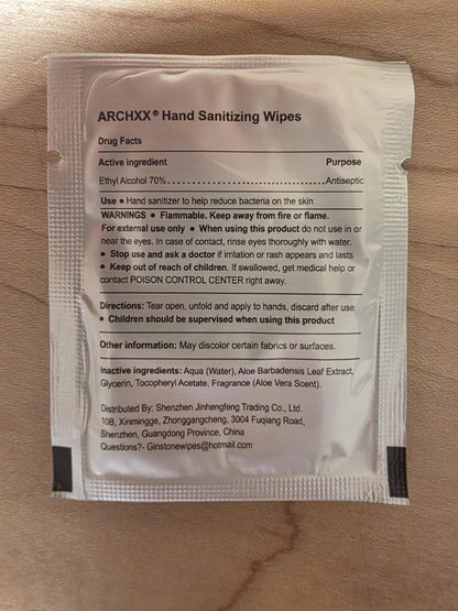 ARCHXX Handreinigungstücher mit Baumwollweichem Gefühl, 200 Stück, Antibakterielle Handtücher einzeln verpackt, 70% Alkohol, Reisegröße, Desinfektion für Zuhause, Büro & Outdoor, Aloe Vera Duft