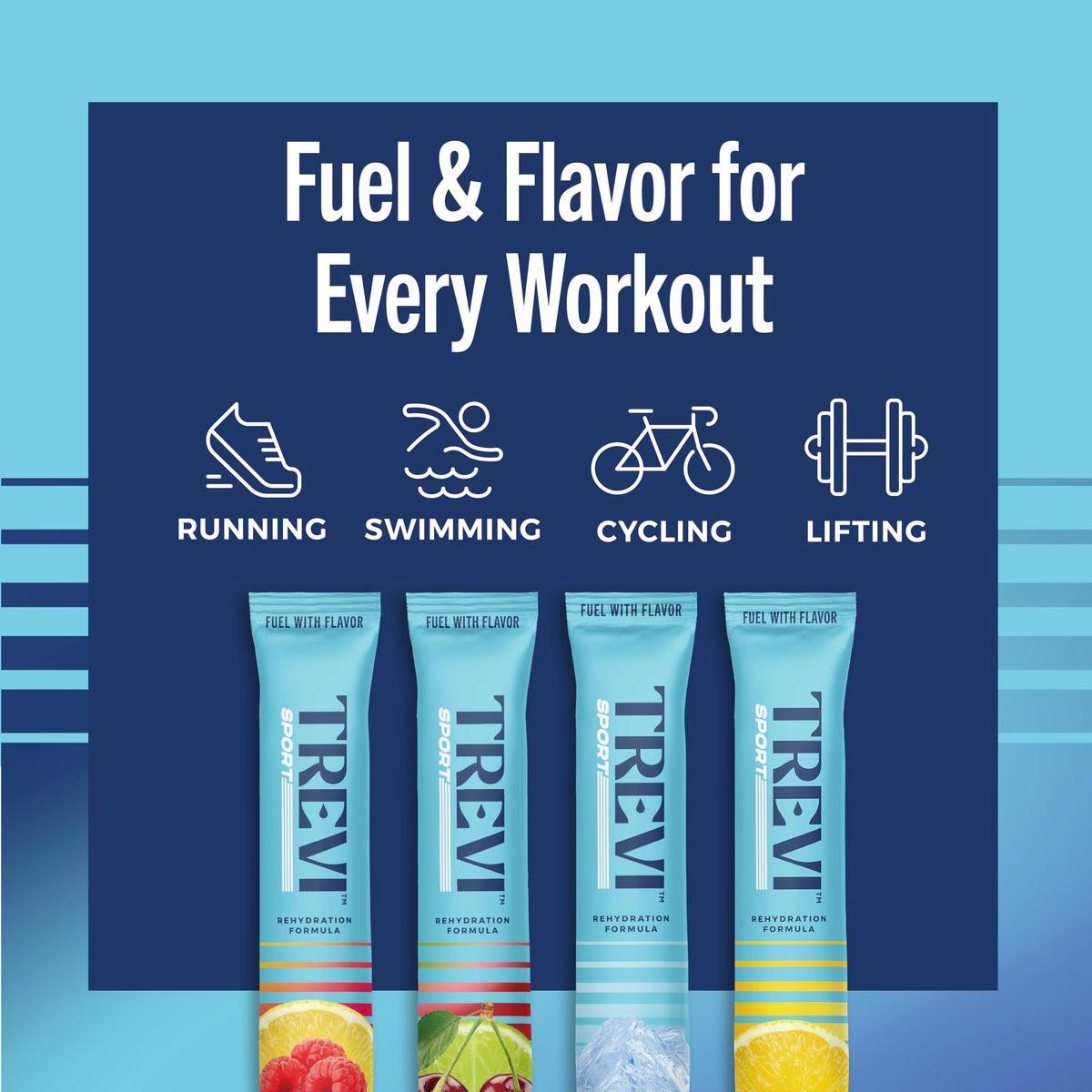 TREVI™ Sport Elektrolyte Pulver Beutel Zuckerfrei - 800 mg Natrium - 250 mg Kalium - 100 mg Magnesium - Wasser Trinkmischung zur Rehydrierung - 20 Stück - Sortenpaket