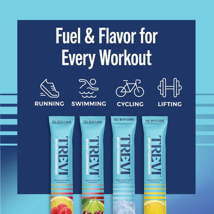 TREVI™ Sport Elektrolyte Pulver Beutel Zuckerfrei - 800 mg Natrium - 250 mg Kalium - 100 mg Magnesium - Wasser Trinkmischung zur Rehydrierung - 20 Stück - Sortenpaket