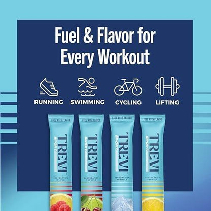 TREVI™ Sport Elektrolyte Pulver Beutel Zuckerfrei - 800 mg Natrium - 250 mg Kalium - 100 mg Magnesium - Wasser Trinkmischung zur Rehydrierung - 20 Stück - Sortenpaket