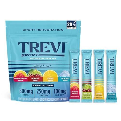 TREVI™ Sport Elektrolyte Pulver Beutel Zuckerfrei - 800 mg Natrium - 250 mg Kalium - 100 mg Magnesium - Wasser Trinkmischung zur Rehydrierung - 20 Stück - Sortenpaket