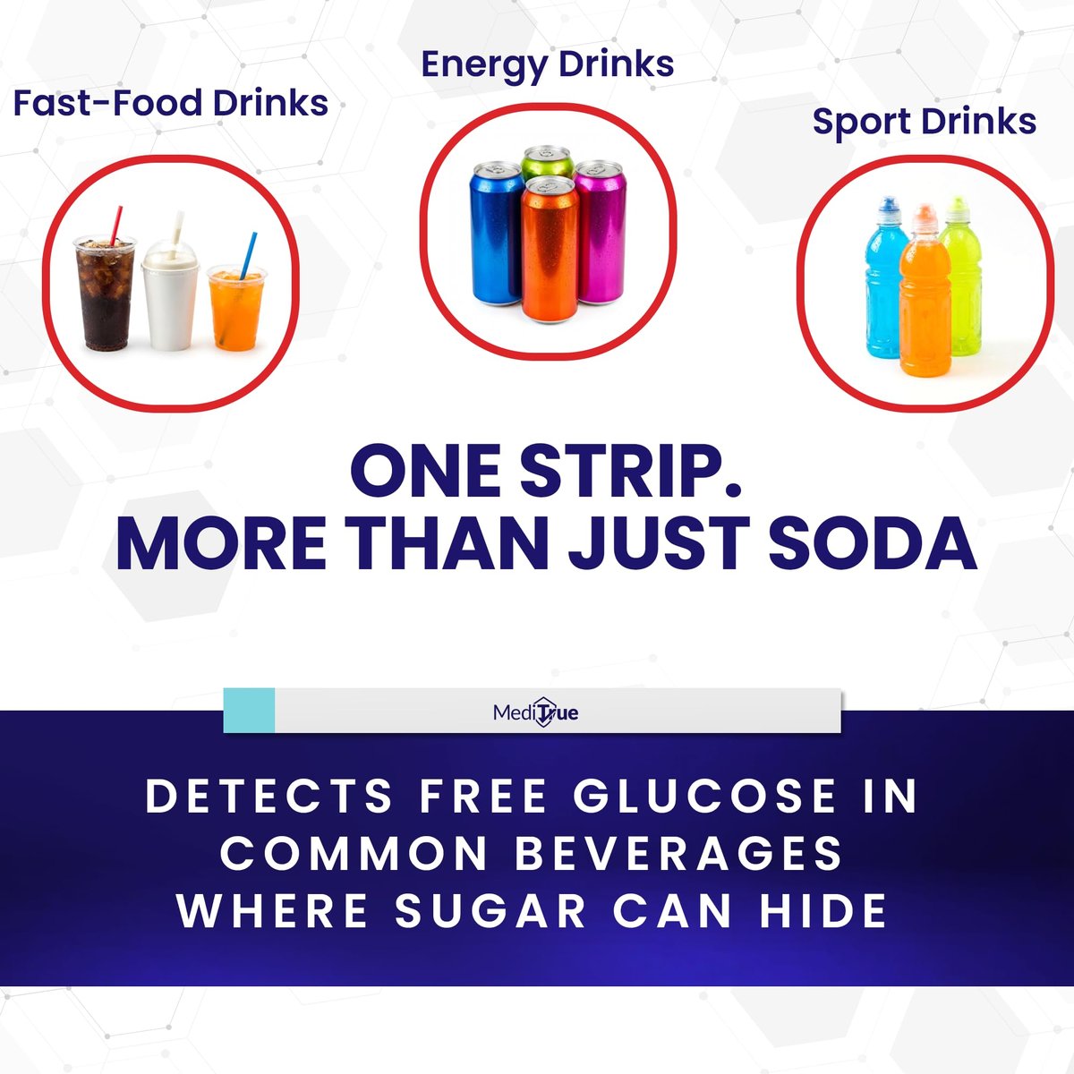 MediTrue Diet Check – 50 Diät-Soda-Teststreifen zum Erkennen von Nicht-Diät-Getränken – Ideal für Diabetiker, Keto- und Zuckerfreie Ernährung – 50 Streifen – Überprüfen Sie Ihr Diätgetränk in Sekunden