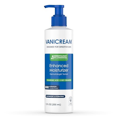 Vanicream Verbesserte Feuchtigkeitscreme, 355 ml, Tägliche Körperlotion für trockene, empfindliche Haut, klinisch getestete 24-Stunden-Feuchtigkeitsversorgung mit Hyaluronsäure, Glycerin und Ceramiden, formuliert ohne häufige Reizstoffe