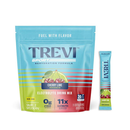 TREVI™ Sport Electrolytes Pulverbeutel Zuckerfrei - 800 mg Natrium - 250 mg Kalium - 100 mg Magnesium - Wasser-Mix für die Rehydrierung - 20 Stück - Kirsche Limette