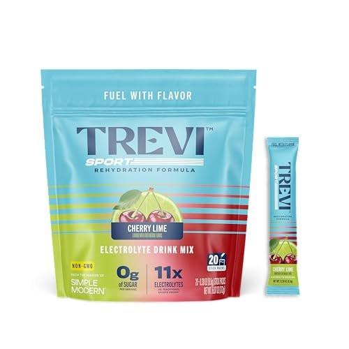 TREVI™ Sport Electrolytes Pulverbeutel Zuckerfrei - 800 mg Natrium - 250 mg Kalium - 100 mg Magnesium - Wasser-Mix für die Rehydrierung - 20 Stück - Kirsche Limette