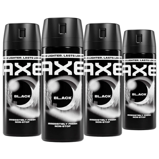 AXE Body Spray 4er-Pack Black 48 Stunden Frische, Aluminiumfrei, 2,9 oz