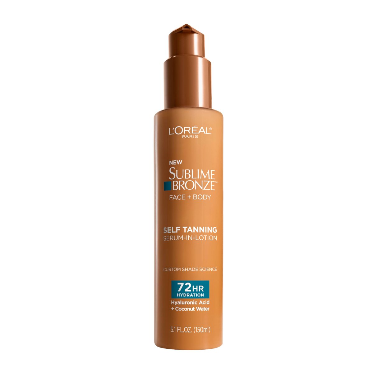 L'Oréal Paris Sublime Bronze Hydrating Self Tanning Serum-In-Lotion – Selbstbräuner für Gesicht und Körper mit Kokoswasser und Hyaluronsäure, 150 ml