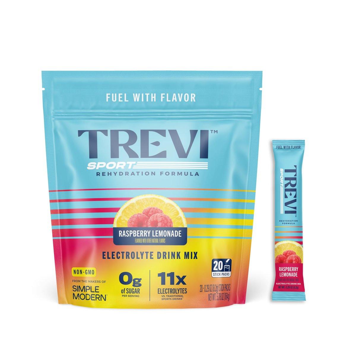 TREVI™ Sport Electrolytes Pulverbeutel Zuckerfrei - 800 mg Natrium - 250 mg Kalium - 100 mg Magnesium - Wasser Trinkmischung Rehydrations-Essentials - 20 Stück - Himbeer-Zitronen-Limonade