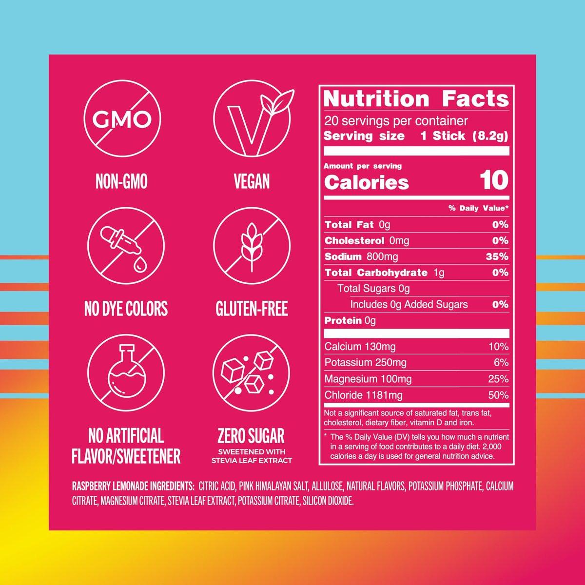TREVI™ Sport Electrolytes Pulverbeutel Zuckerfrei - 800 mg Natrium - 250 mg Kalium - 100 mg Magnesium - Wasser Trinkmischung Rehydrations-Essentials - 20 Stück - Himbeer-Zitronen-Limonade