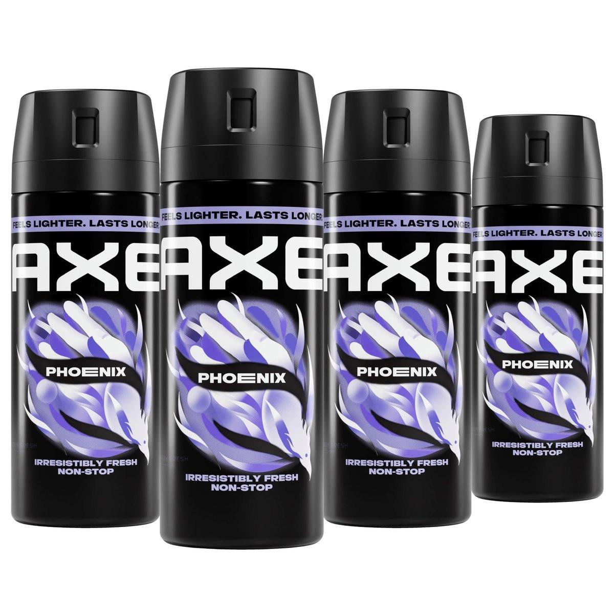 AXE Body Spray Phoenix 4er-Pack Apollo 48h All Over Fresh Aluminiumfrei 2.9 oz