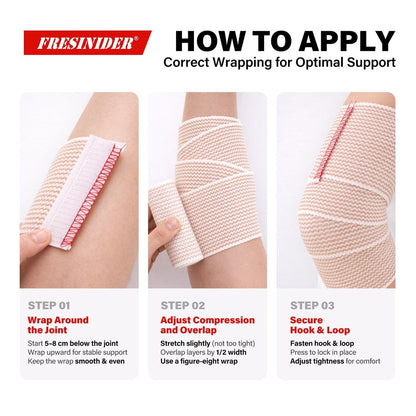 FRESINIDER Premium Elastische Bandage Wickel, 6er Pack 5" Baumwoll-Kompressionswickel mit Klettverschluss an beiden Enden, Knie-, Schulter- und Beinstütze, 5 Fuß lang (dehnbar bis 15 Fuß), Sport & Erste Hilfe