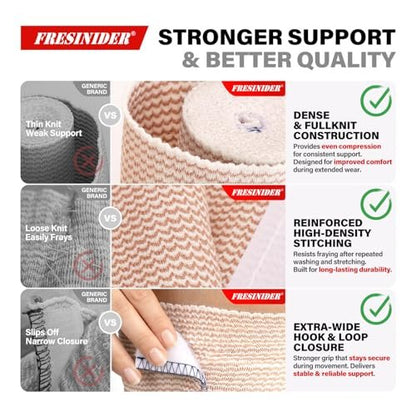 FRESINIDER Premium Elastische Bandage Wickel, 6er Pack 5" Baumwoll-Kompressionswickel mit Klettverschluss an beiden Enden, Knie-, Schulter- und Beinstütze, 5 Fuß lang (dehnbar bis 15 Fuß), Sport & Erste Hilfe