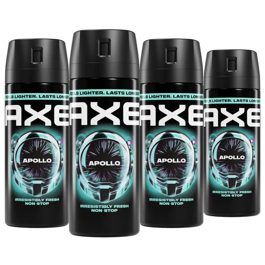 AXE Apollo Deodorant Body Spray 4er-Pack – 48h Frische, Aluminiumfrei, 2,9 oz