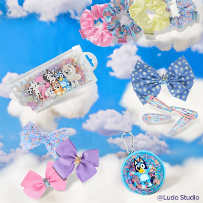 Goody x Bluey & Bingo Mehrfarbige Haarklammern 3er-Pack, Für alle Haartypen, Rutschfester Halt, Blau, Pink & Lila