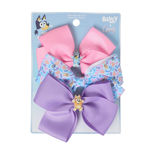 Goody x Bluey & Bingo Mehrfarbige Haarklammern 3er-Pack, Für alle Haartypen, Rutschfester Halt, Blau, Pink & Lila