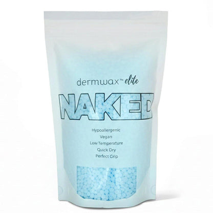 Dermwax Elite Naked Sparkle Blue Hartwachsperlen – Funkelnde Gel-Formel für größere Flächen – Hypoallergen & Duftfrei – Schmilzt bei niedriger Temperatur & härtet schnell aus – Geeignet für alle Haartypen