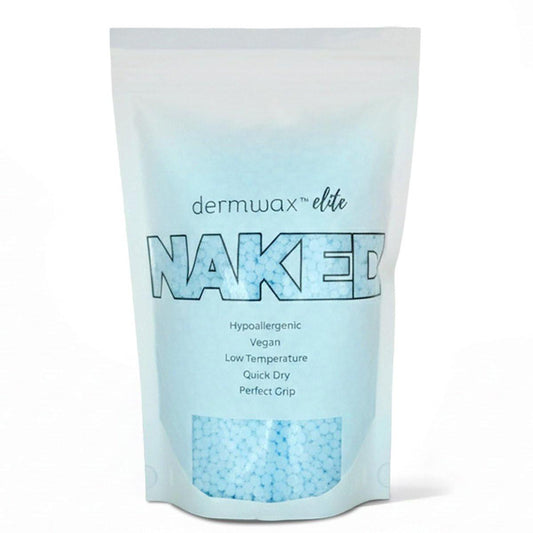 Dermwax Elite Naked Sparkle Blue Hartwachsperlen – Funkelnde Gel-Formel für größere Flächen – Hypoallergen & Duftfrei – Schmilzt bei niedriger Temperatur & härtet schnell aus – Geeignet für alle Haartypen