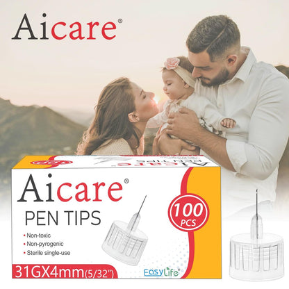 Pen-Nadeln 31G x 4mm, Universelle Passform, 100 Stück, Extra-Dünn und Komfortabel