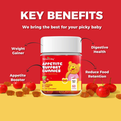 Nature's Key Appetite Booster Gummies für Kinder – Förderung des Essverlangens & gesundes Gewicht, 60er Pack