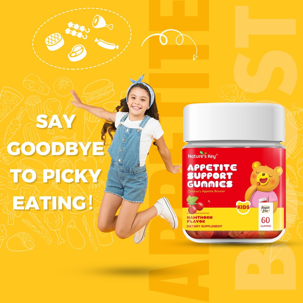Nature's Key Appetite Booster Gummies für Kinder – Förderung des Essverlangens & gesundes Gewicht, 60er Pack