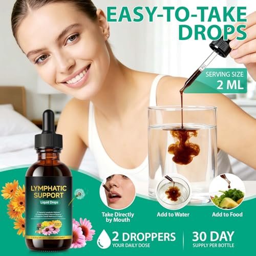 Lymphatische Drainage Tropfen – Natürliche Unterstützung für das Lymphsystem mit Echinacea, Löwenzahn, Holunder, Klettenlabkraut, Astragalus, Klette & mehr – 60 ml